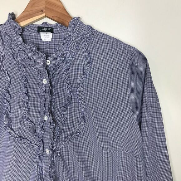 J. Crew Sz M Ruffle Button Up Shirt - Picture 1 of 6